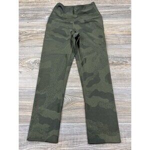 The North Face Crop Leggings Women XS Green Camo Wide Waistband Fitted